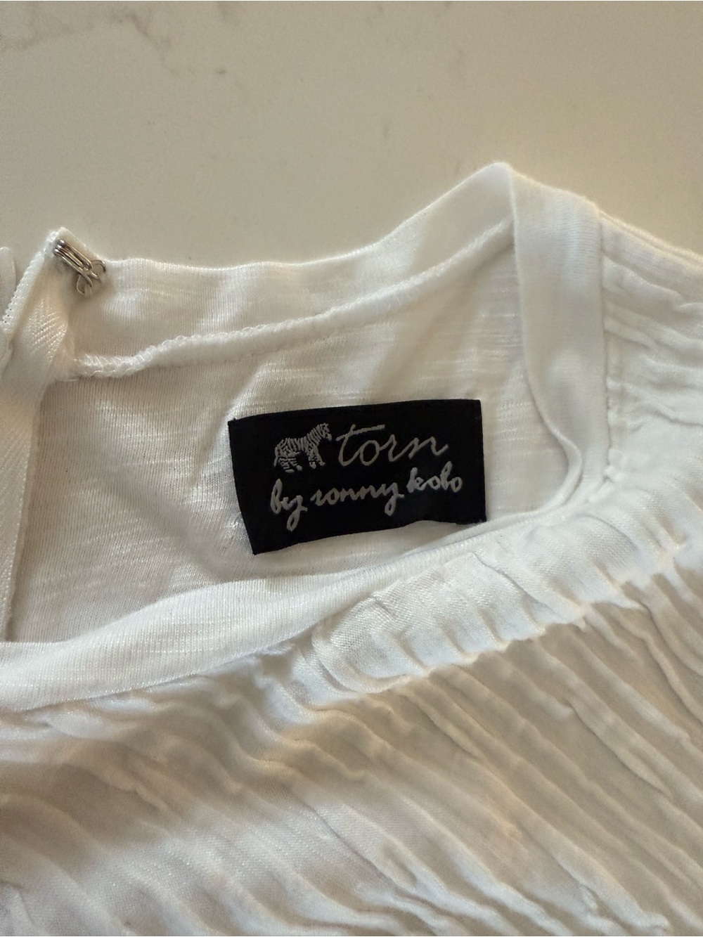 Torn by Ronny Kobo White Long-Sleeve Textured Shift Dress - Picture 2 of 5